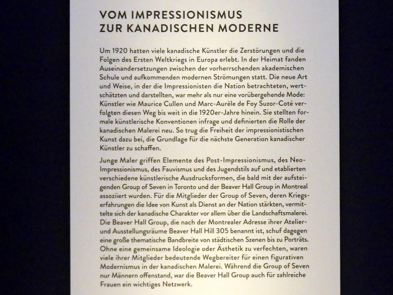 München, Kunsthalle, Ausstellung "Kanada und der Impressionismus" vom 19.07.-17.11.2019, Vom Impressionismus zur kanadischen Moderne, Bild 5/12