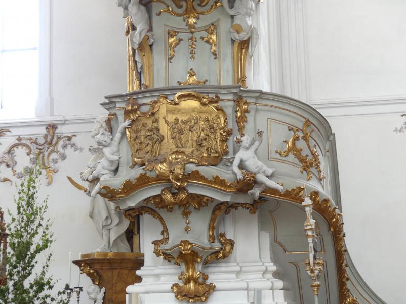 Johann Baptist Straub (1731–1777), Kanzel, Dießen am Ammersee, ehem. Augustinerchorherren-Stiftskirche, heute Pfarrkirche Marienmünster Mariä Himmelfahrt, 1738–1740
