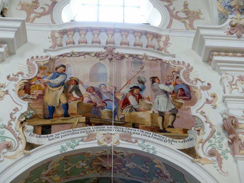 Johann Gebhard (1704–1751), Zwölf Fresken an den Obergadenwänden im Chor- und Langhaus, Reichenbach (Landkreis Cham), ehem. Benediktinerkloster, ehem. Abteikirche, heute Filialkirche Mariä Himmelfahrt, 1743–1744