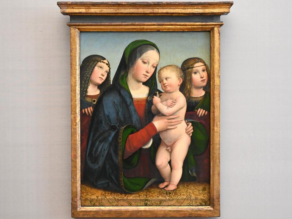 Francesco Francia (Raibolini) (1487–1515), Maria mit dem Kinde und zwei Engeln, München, Alte Pinakothek, Obergeschoss Kabinett 4, um 1495