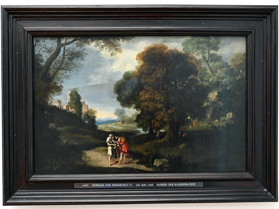 Herman van Swanevelt (1646–1654), Landschaft mit Bettlern und römischen Ruinen, München, Alte Pinakothek, Obergeschoss Kabinett 14, Undatiert