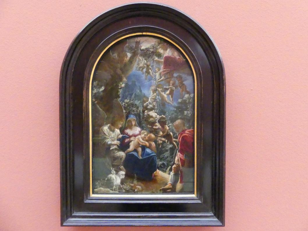 Adam Elsheimer (1597–1609), Die Heilige Familie mit dem Johannesknaben und den Engeln, Berlin, Gemäldegalerie ("Berliner Wunder"), Saal XIV, um 1599