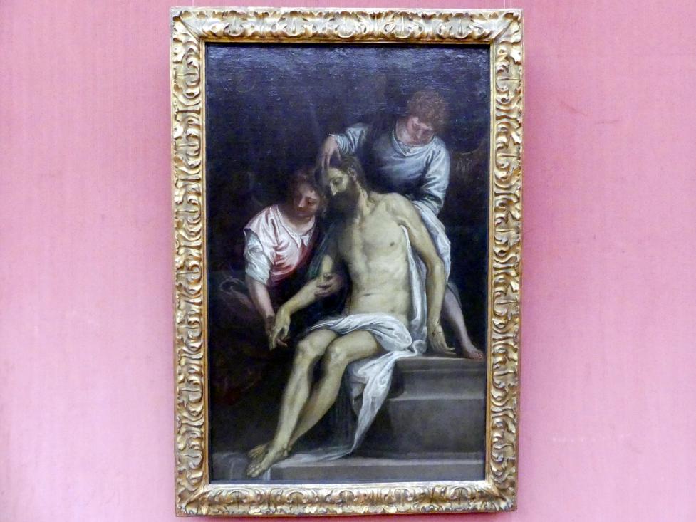 Paolo Caliari (Veronese) (1547–1587), Der tote Christus im Grabe, von zwei trauernden Engeln gestützt, Berlin, Gemäldegalerie ("Berliner Wunder"), Saal XVI, um 1585–1588