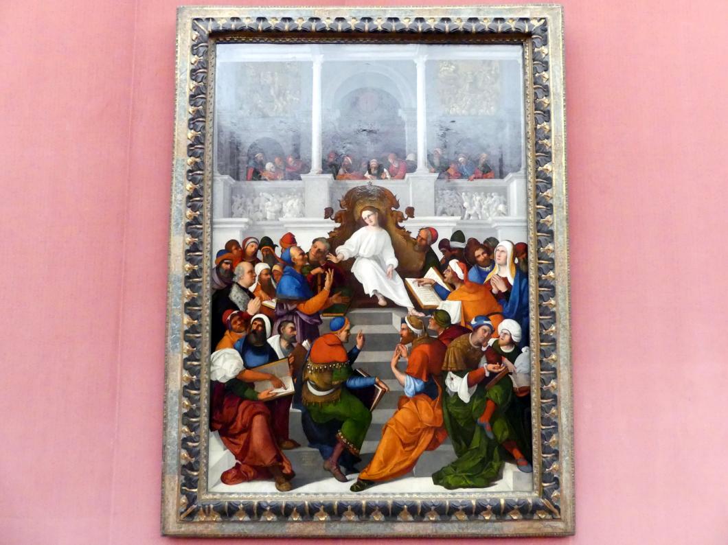 Ludovico Mazzolino (1505–1525), Der zwölfjährige Jesus im Tempel lehrend, Berlin, Gemäldegalerie ("Berliner Wunder"), Saal XVII, 1524