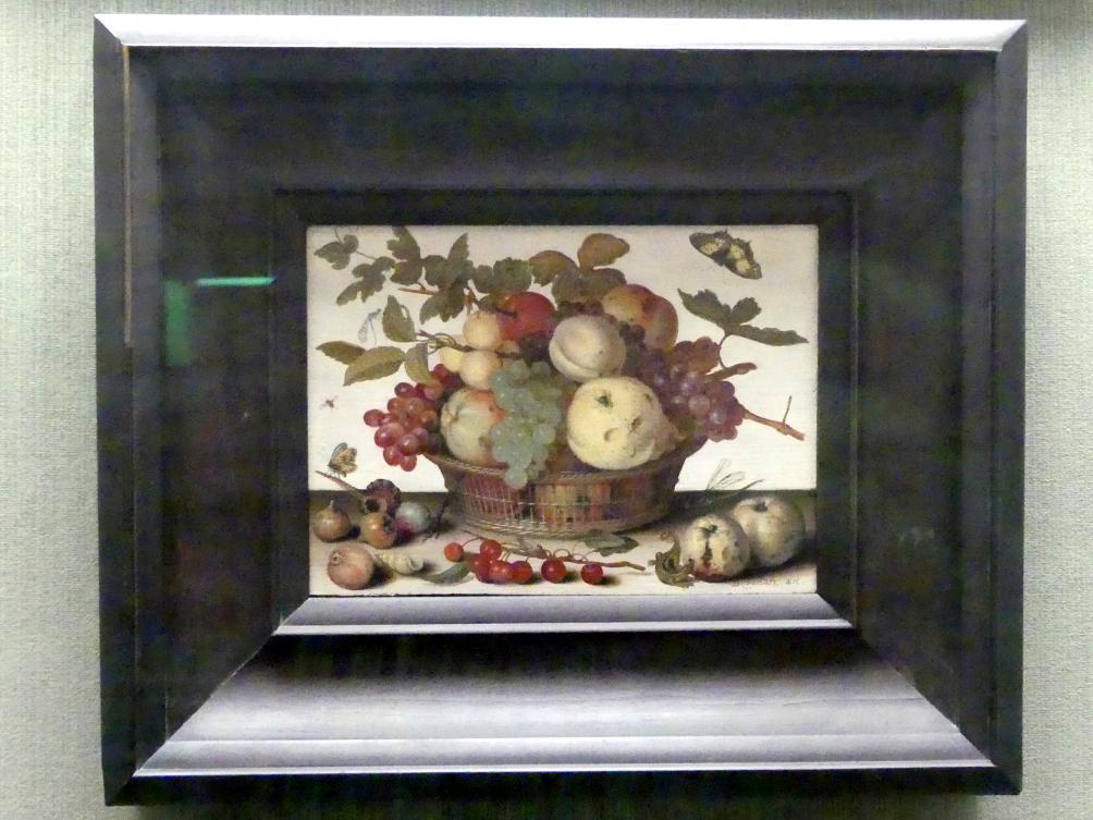 Balthasar van der Ast (1628–1649), Stillleben mit Fruchtkorb, Berlin, Gemäldegalerie ("Berliner Wunder"), Kabinett 10, um 1632, Bild 1/2