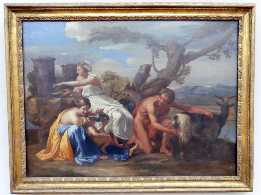 Nicolas Poussin (1624–1663), Jupiter als Kind, von der Ziege Amalthea genährt, Berlin, Gemäldegalerie ("Berliner Wunder"), Kabinett 25, um 1639