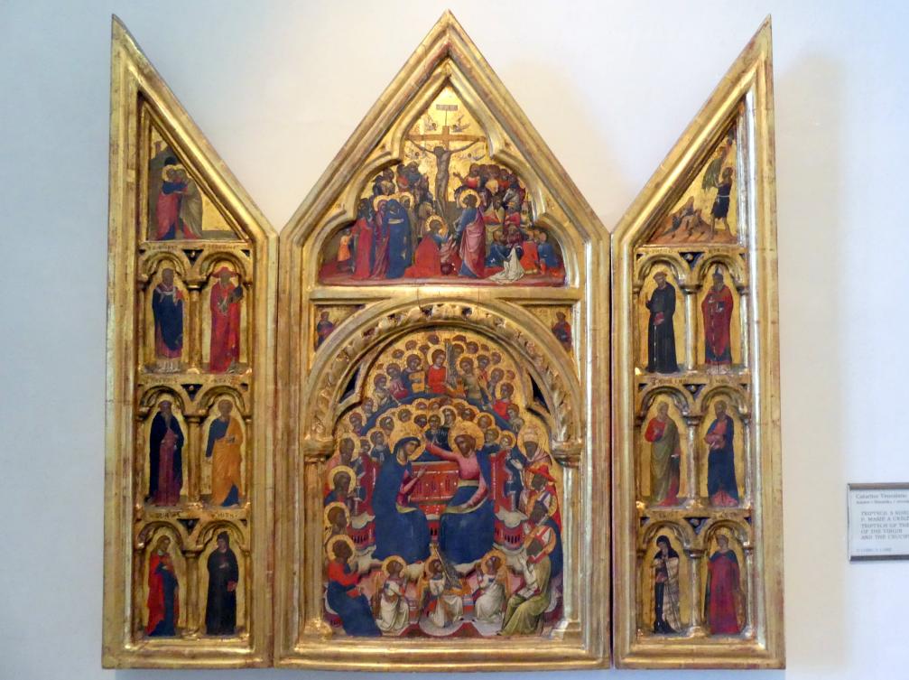 Catarino Veneziano (Undatiert), Triptychon mit der Marienkrönung und der Kreuzigung, Prag, Nationalgalerie im Palais Sternberg, 1. Obergeschoss, Saal 4, Undatiert
