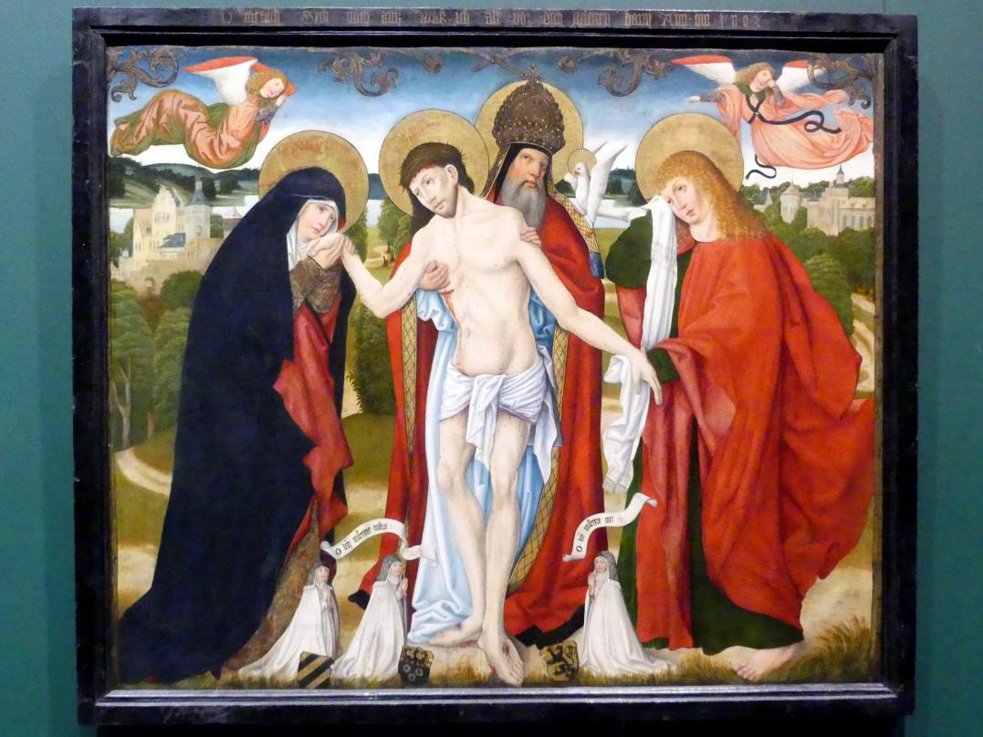 Meister des Wendelin-Altares (1503), Die Heilige Dreifaltigkeit mit Maria und Johannes dem Evangelist, Frankfurt am Main, Städel Museum, 2. Obergeschoss, Saal 3, 1503