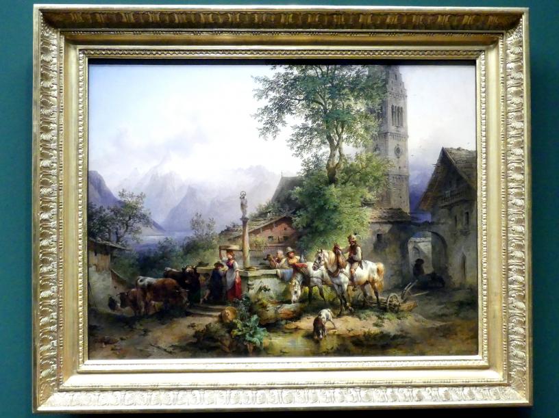 Friedrich Gauermann (1828–1848), Der Brunnen von Zell am See, Wien, Albertina, Ausstellung "Die fürstliche Sammlung Liechtenstein" vom 16.02.-10.06.2019, vor 1842