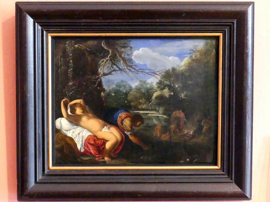 Adam Elsheimer (Umkreis) (1607), Apollo und Coronis, Augsburg, Deutsche Barockgalerie im Schaezlerpalais, Saal 12 - Meisterwerke des 17. und 18. Jahrhunderts, um 1607–1608