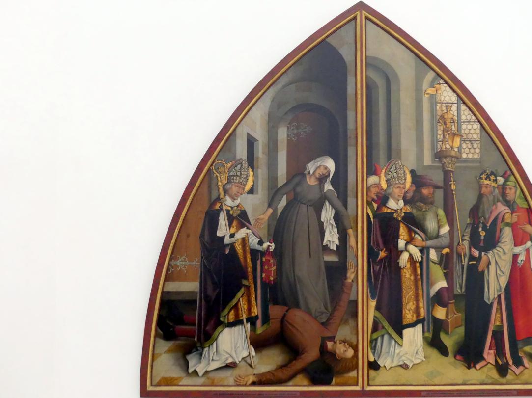Bartholomäus Zeitblom (1485–1511), Der hl. Valentin heilt den Fallsüchtigen, Ulm, Münster Unserer Lieben Frau in Ulm, jetzt Augsburg, Staatsgalerie in der ehem. Katharinenkirche, Saal 2, nach 1500