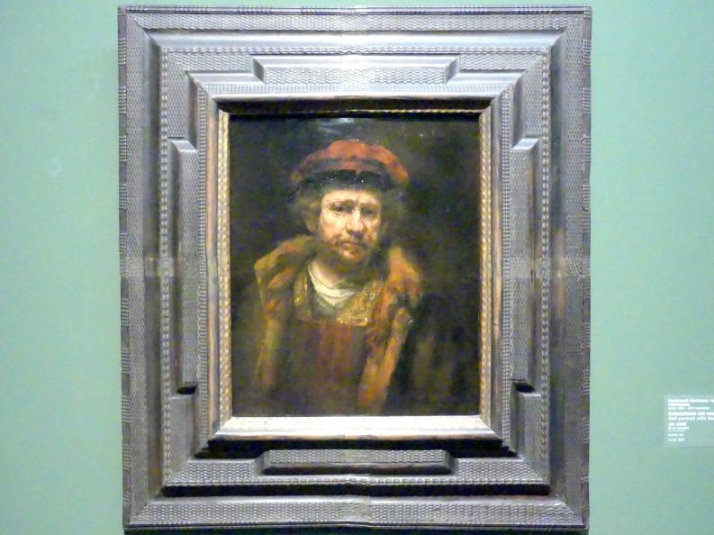 Rembrandt (Werkstatt) (1632–1660), Selbstbildnis mit roter Mütze, Stuttgart, Staatsgalerie, Niederländische Malerei 4, um 1660