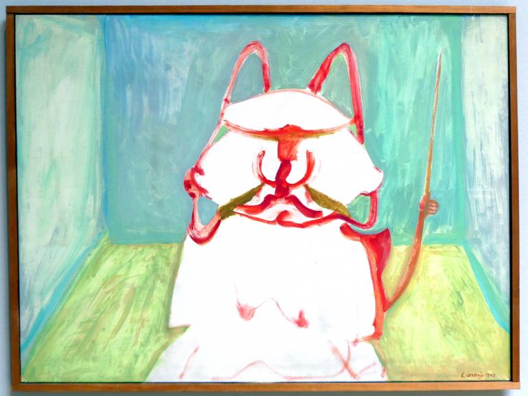 Maria Lassnig (1945–2011), Mein lieber Wilhelm oder Der Diktator, Stuttgart, Staatsgalerie, Ausstellung "Maria Lassnig - Die Sammlung Klewan" vom 14.03.-28.07.2019, 1962, Bild 1/2