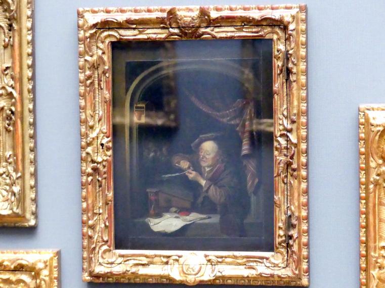 Gerard Dou (Gerrit Dou) (1629–1672), Der alte Schulmeister, Dresden, Gemäldegalerie Alte Meister, 2. OG: Niederländische Genremalerei, 1671