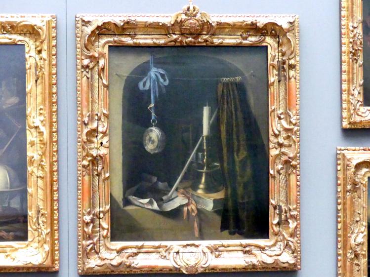 Gerard Dou (Gerrit Dou) (1629–1672), Stillleben mit Leuchter und Taschenuhr, Dresden, Gemäldegalerie Alte Meister, 2. OG: Niederländische Genremalerei, um 1660