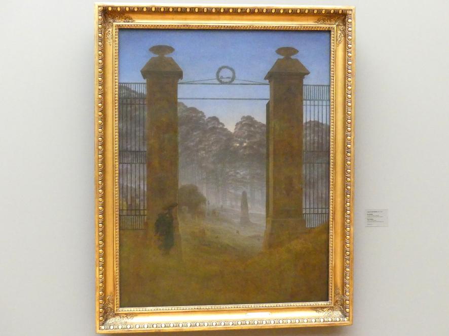 Caspar David Friedrich (1798–1836), Der Friedhof, Dresden, Albertinum, Galerie Neue Meister, 2. Obergeschoss, Saal 2, um 1825, Bild 1/2