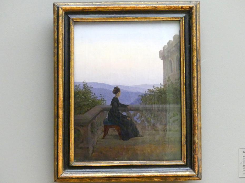 Carl Gustav Carus (1819–1845), Frau auf dem Söller, Dresden, Albertinum, Galerie Neue Meister, 2. Obergeschoss, Saal 3, 1824, Bild 1/2