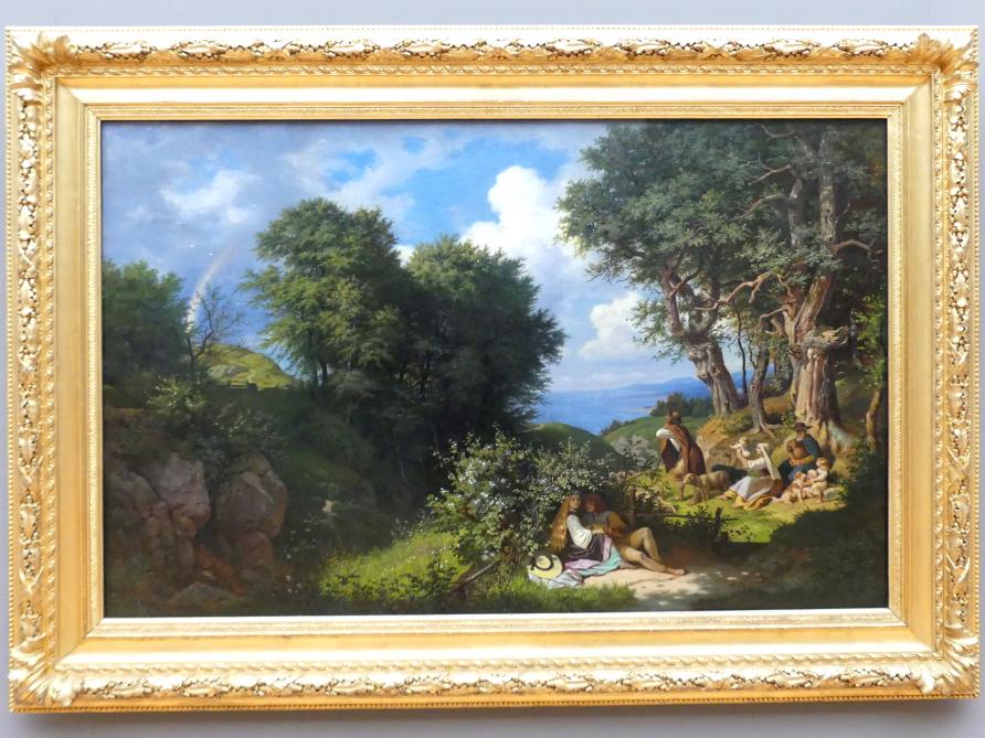 Ludwig Richter (1824–1884), Im Juni (Junilandschaft mit Regenbogen), Dresden, Albertinum, Galerie Neue Meister, 2. Obergeschoss, Saal 4, 1859, Bild 1/2