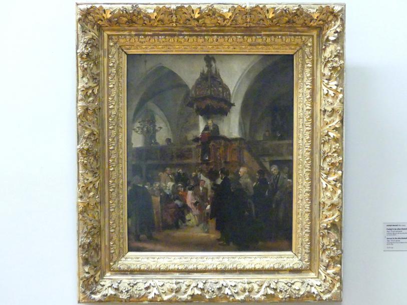 Adolph von Menzel (1844–1888), Predigt in der alten Klosterkirche zu Berlin, Dresden, Albertinum, Galerie Neue Meister, 2. Obergeschoss, Saal 7, 1847
