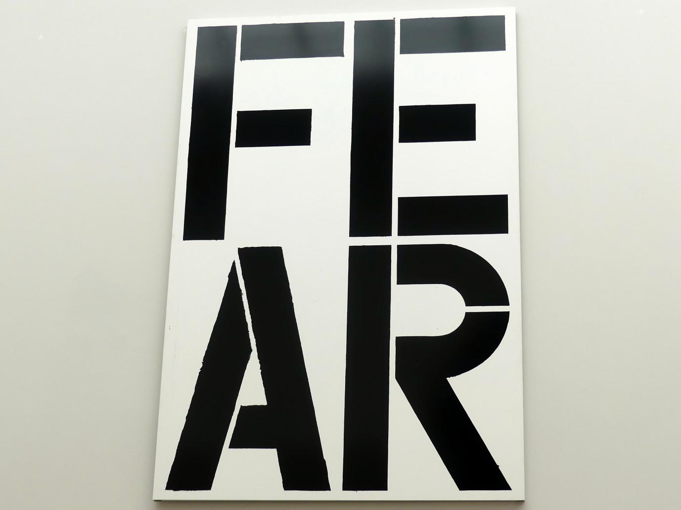 Christopher Wool (1990–1994), Untitled (FEAR) - Ohne Titel (ANGST), Dresden, Albertinum, Galerie Neue Meister, 2. Obergeschoss, Treppenhaus, 1990