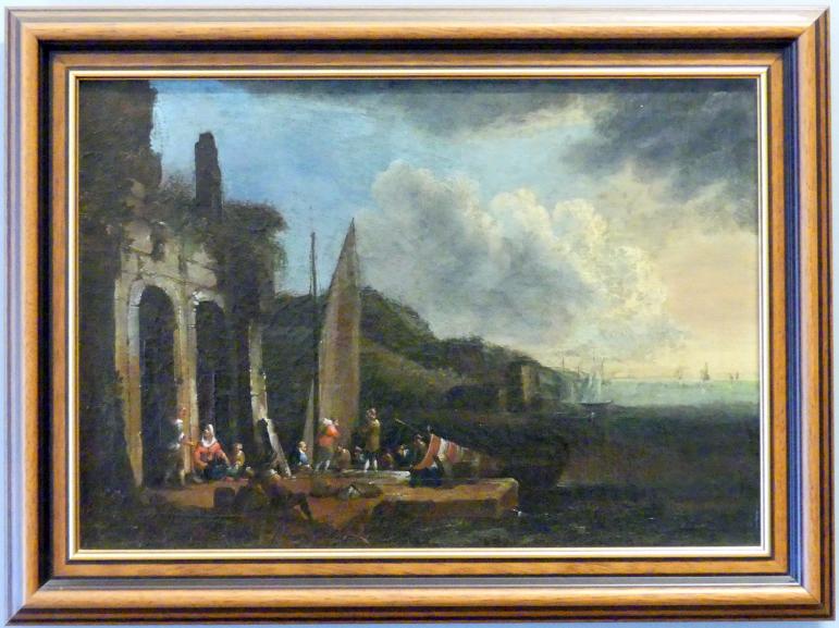 Johann Christian Brand (1745–1776), Fischerhafen bei Sonnenaufgang, Breslau, Nationalmuseum, 2. OG, europäische Kunst 15.-20. Jhd., Saal 10, um 1746