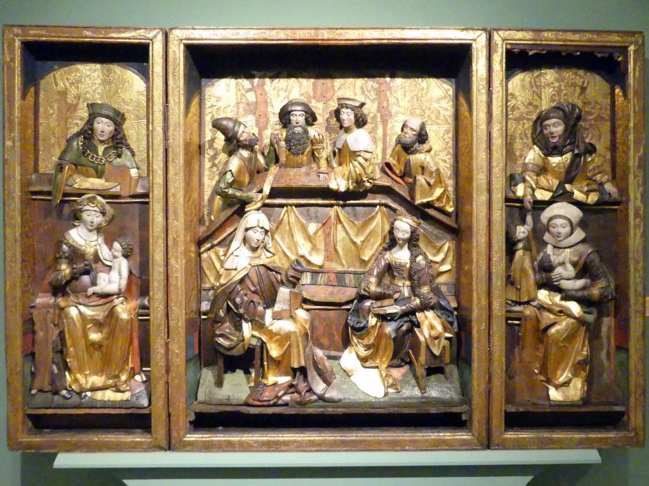 Triptychon der Heiligen Sippe, Konin Żagański, Kirche St. Bartholomäus, jetzt Breslau, Nationalmuseum, 1. OG, schlesische Kunst 14.-16. Jhd., Saal 9, 1514