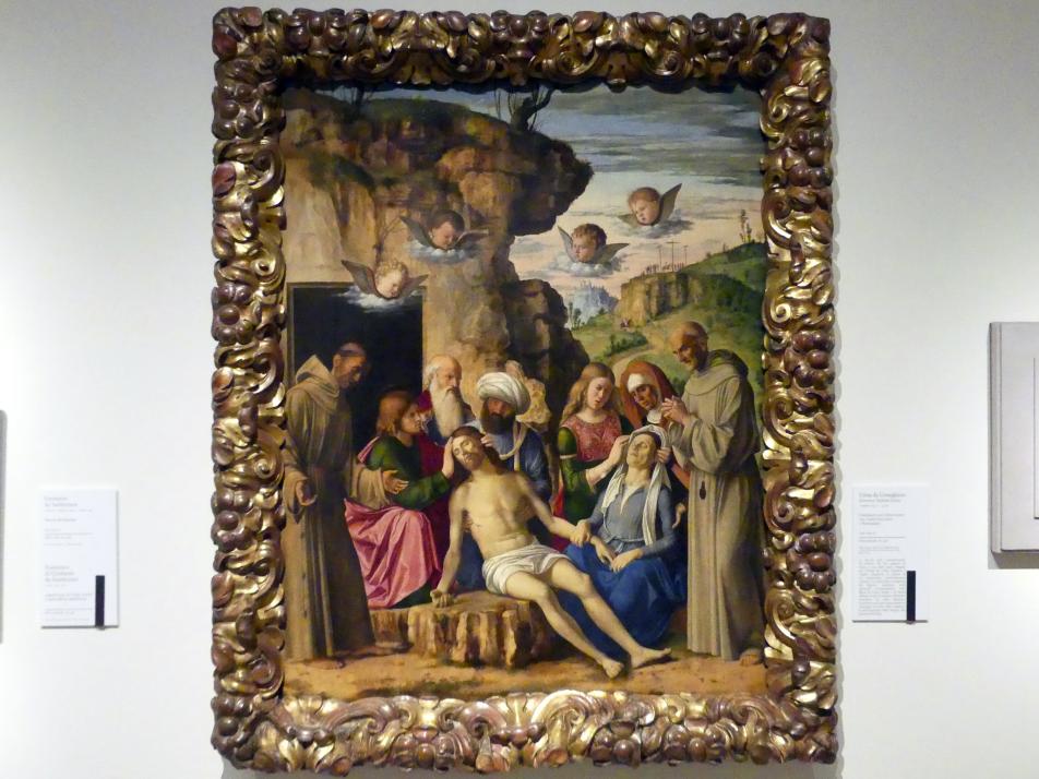 Giovanni Battista Cima (Cima da Conegliano) (1493–1512), Beweinung Christi mit den hll. Franziskus und Bernhardin, Modena, Galleria Estense, Saal 8, um 1502–1505
