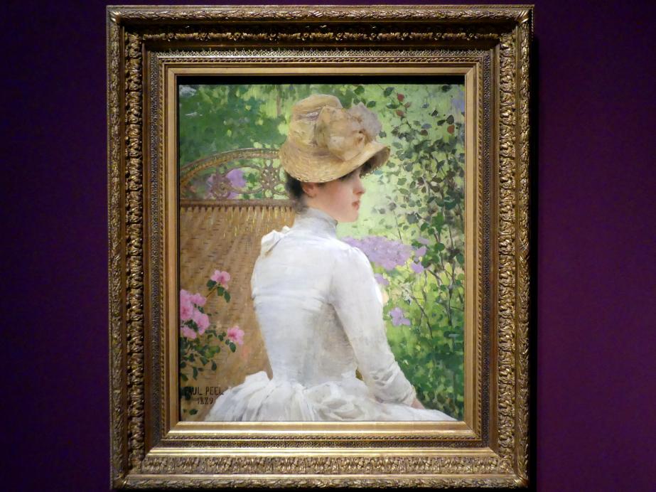 Paul Peel (1884–1890), Dame im Garten, München, Kunsthalle, Ausstellung "Kanada und der Impressionismus" vom 19.07.-17.11.2019, Frauen in ihrer Freizeit, 1889