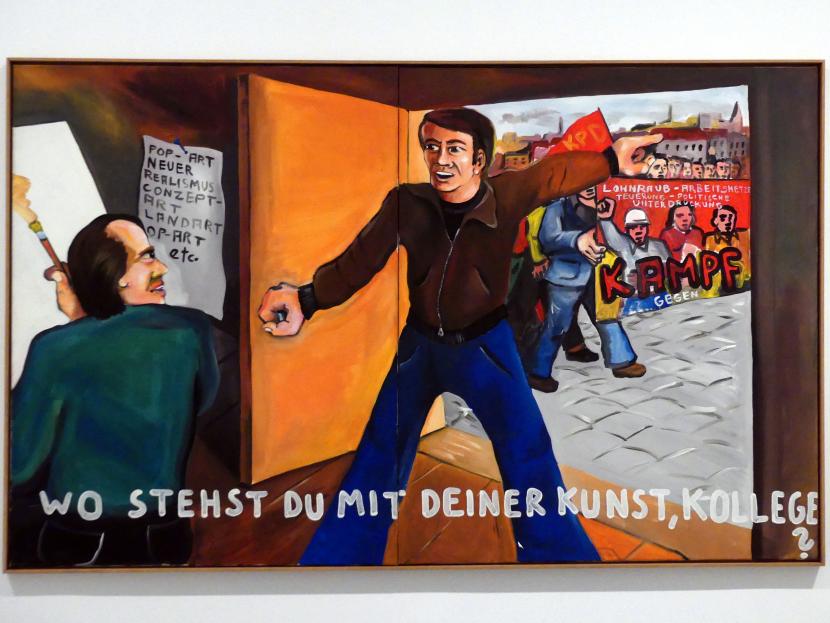 Jörg Immendorff (1965–2007), Wo stehst du mit deiner Kunst, Kollege?, Madrid, Museo Reina Sofía, Ausstellung "Jörg Immendorff - The Task of the Painter" vom 30.10.2019-13.04.2020, Saal 2, 1973