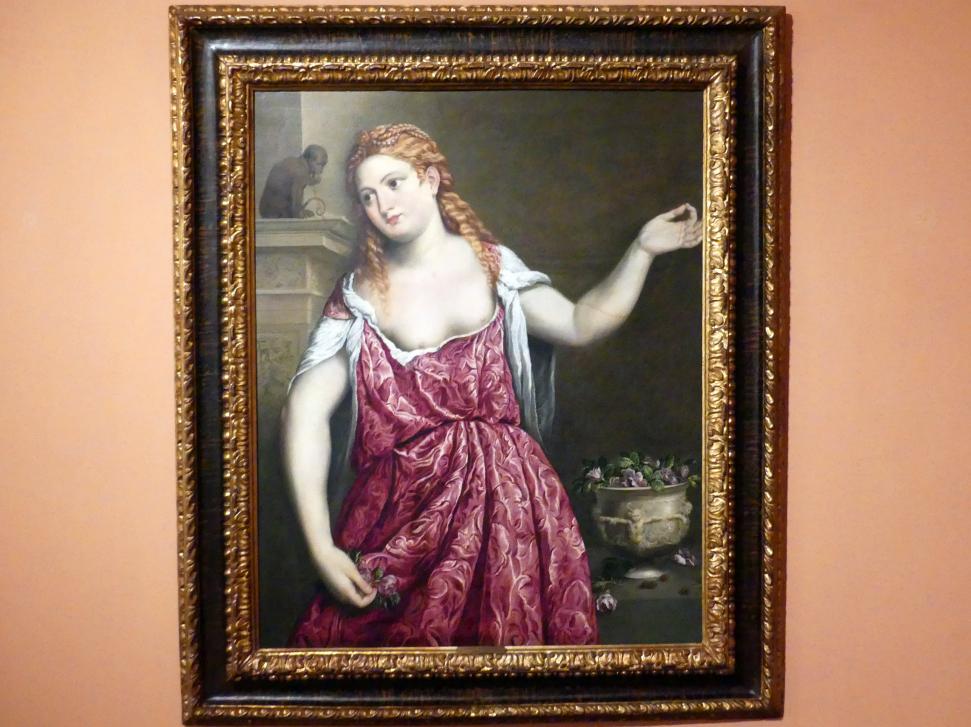 Paris Bordone (1523–1560), Porträt einer jungen Frau, Madrid, Museo Thyssen-Bornemisza, Saal 6, Galeria Villahermosa, um 1543–1550