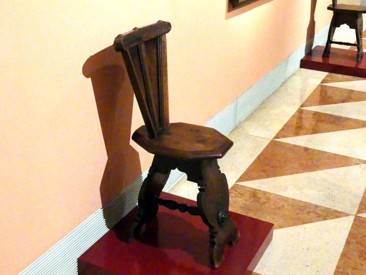 Sgabello (italienischer Hocker), Madrid, Museo Thyssen-Bornemisza, Saal 6, Galeria Villahermosa, 16. Jhd.