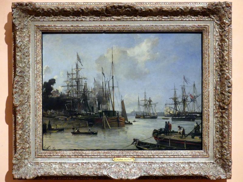 Johan Barthold Jongkind (1854–1877), Blick auf den Hafen von Rotterdam, Madrid, Museo Thyssen-Bornemisza, Saal 31, europäische Malerei des 19. Jahrhunderts, 1856