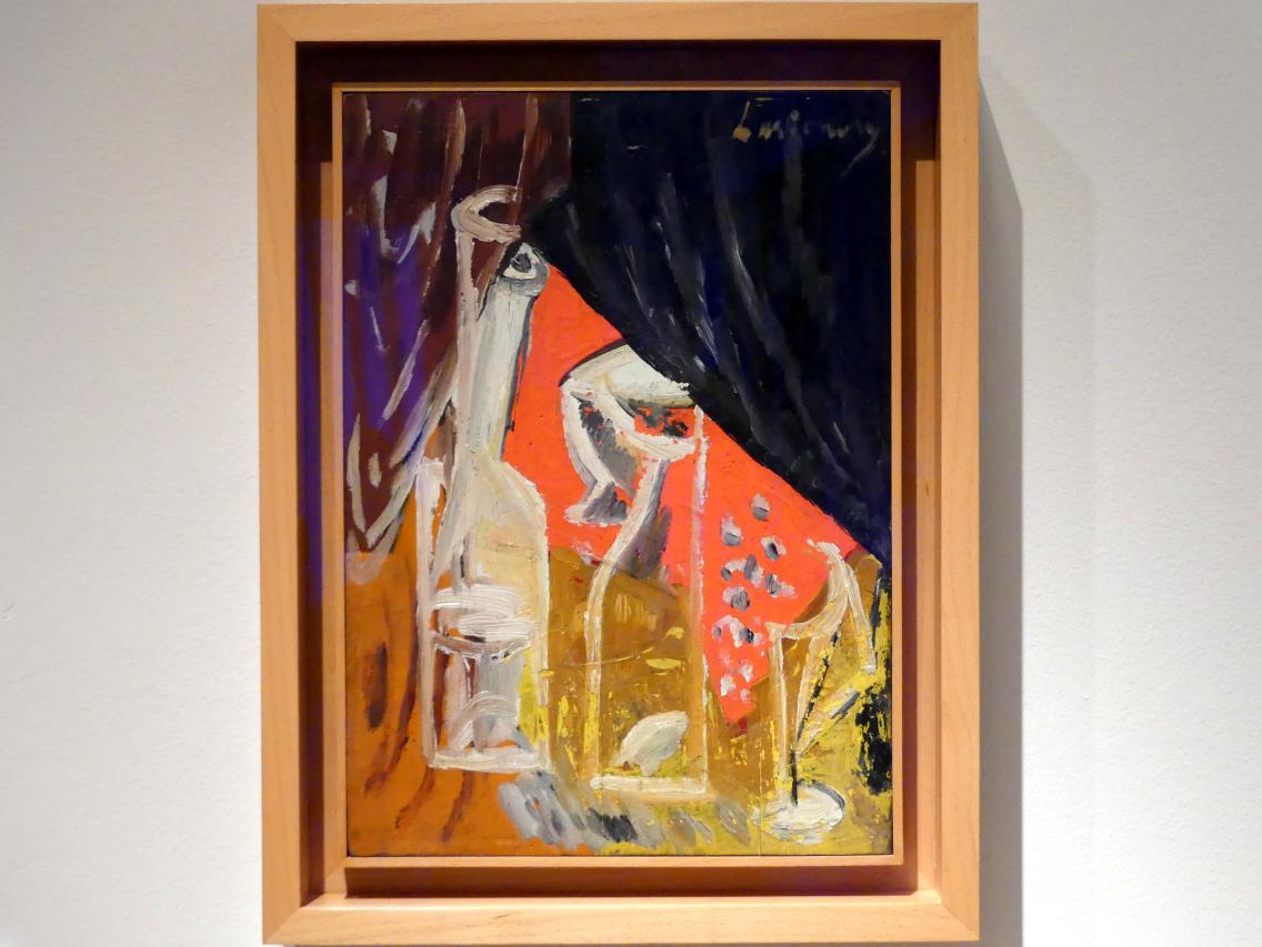 Michail Fjodorowitsch Larionow (1907–1914), Stillleben mit Karaffe und Vorhang, Madrid, Museo Thyssen-Bornemisza, Saal 43, Pioniere der Abstraktion, um 1914