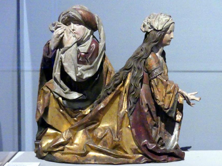 Tilman Riemenschneider (1487–1523), Trauernde Frauen aus einer Beweinung Christi, Rothenburg ob der Tauber, ehem. Franziskanerkloster, ehem. Klosterkirche, jetzt Berlin, Bode-Museum, Saal 109, um 1485–1490