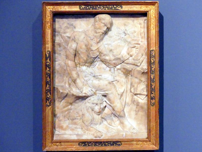 Agostino di Duccio (1446–1470), Der hl. Hieronymus in der Einöde, Berlin, Bode-Museum, Saal 128, 1446, Bild 1/2