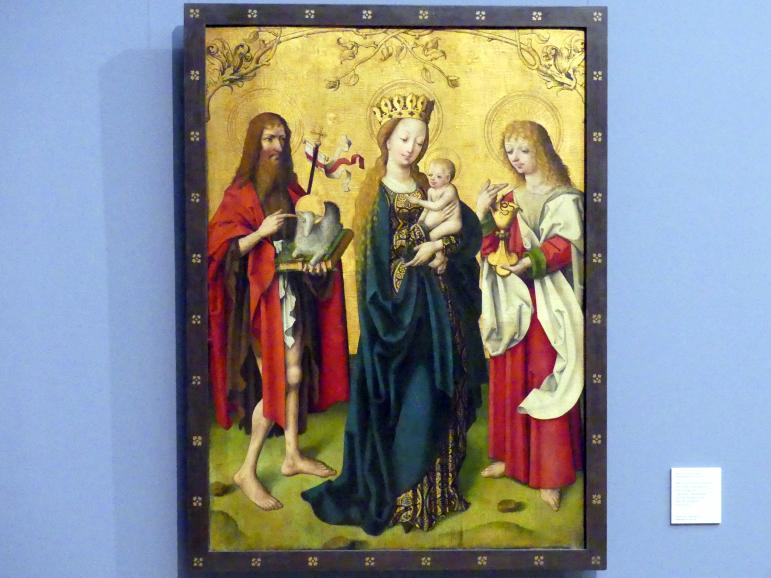 Maria mit den Hll. Johannes dem Täufer und Johannes dem Evangelisten, Berlin, Bode-Museum, Saal 212, um 1490–1495