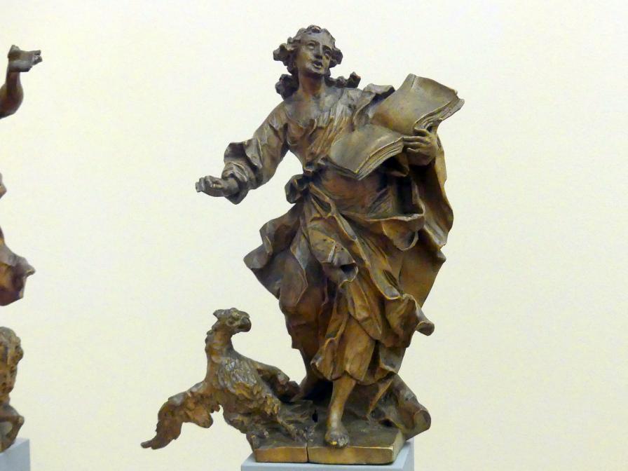 Ferdinand Tietz (Ferdinand Dietz) (1740–1767), Johannes der Evangelist, Würzburg, ehem. Kanonikatshaus Kleinburckstadt, jetzt Berlin, Bode-Museum, Saal 255, um 1740, Bild 1/2