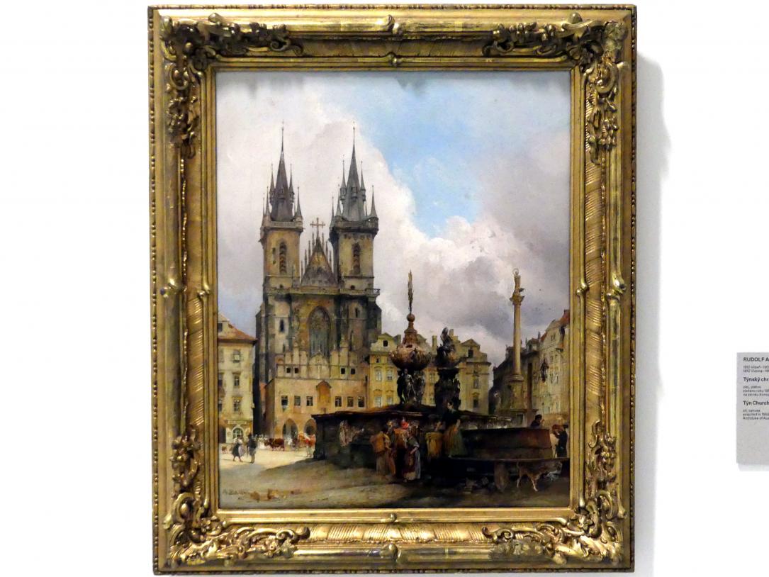 Rudolf von Alt (1827–1887), Teynkirche mit dem Krocin-Brunnen, Prag, Nationalgalerie im Messepalast, Das lange Jahrhundert, Saal 9, 1843