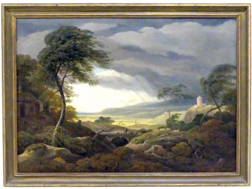 Antonín Mánes (1816–1834), Stürmische Landschaft mit Burgen Kokořín und Křivoklát, Prag, Nationalgalerie im Messepalast, Das lange Jahrhundert, Saal 23, 1834