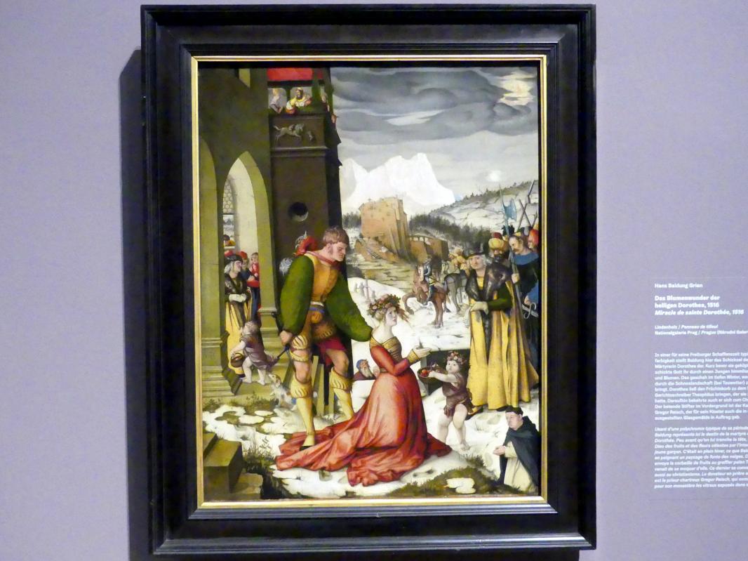 Hans Baldung Grien (1500–1544), Das Blumenwunder der heiligen Dorothea, Karlsruhe, Staatliche Kunsthalle, Ausstellung "Hans Baldung Grien, heilig | unheilig", Saal 4, 1516