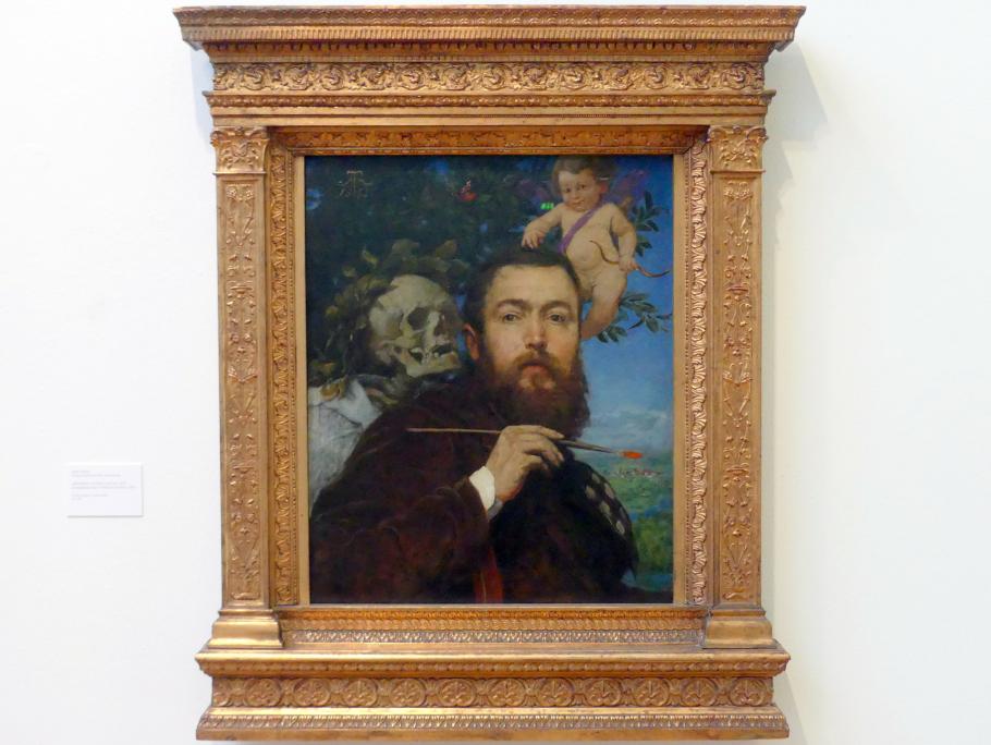 Hans Thoma (1860–1912), Selbstbildnis mit Amor und Tod, Karlsruhe, Staatliche Kunsthalle, Kosmos Thoma, 1875