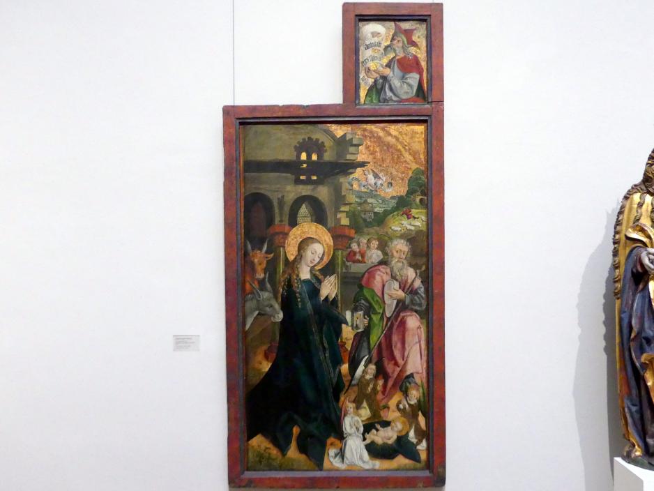 Die Geburt Christi mit Brustbild eines Propheten (Jeremias?), Kehl am Rhein, ehem. Pfarrkirche, jetzt Karlsruhe, Staatliche Kunsthalle, Saal 19, 1505