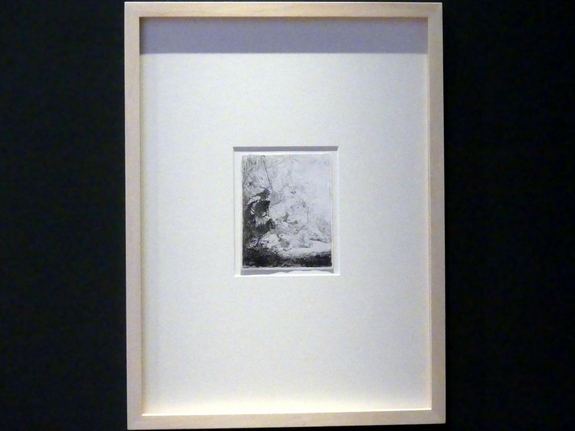 Rembrandt (Rembrandt Harmenszoon van Rijn) (1627–1669), Die kleine Löwenjagd mit zwei Löwen, Potsdam, Museum Barberini, Ausstellung "Rembrandts Orient" vom 13.03.-27.06.2021, Saal A5a, um 1629