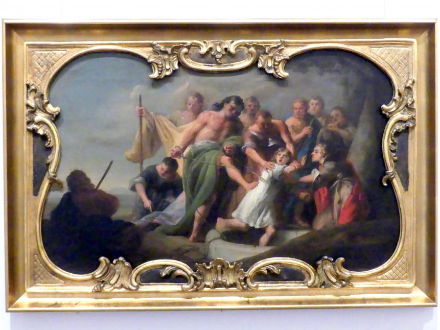 Georg Anton Urlaub (1735–1758), Joseph wird von seinen Brüdern in die Grube gestoßen, Würzburg, Museum für Franken (ehem. Mainfränkisches Museum), Vorsaal, 1756