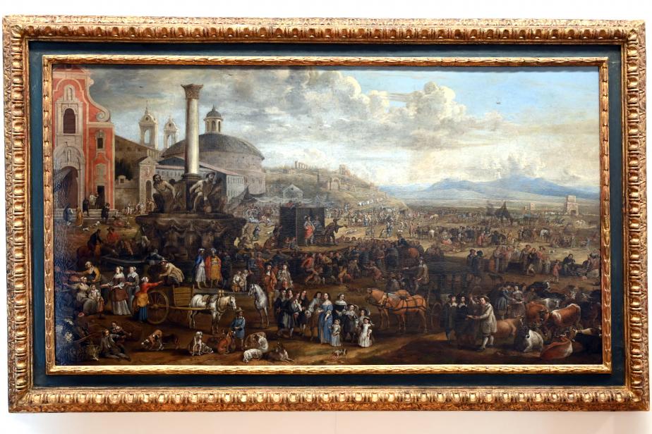 Anton Goubau (1633), Ein römischer Jahrmarkt, Schwäbisch Hall, Kunsthalle Würth, Ausstellung "Leonhard Kern und Europa" vom 29.03. - 03.10.2021, Saal 2, um 1630–1637