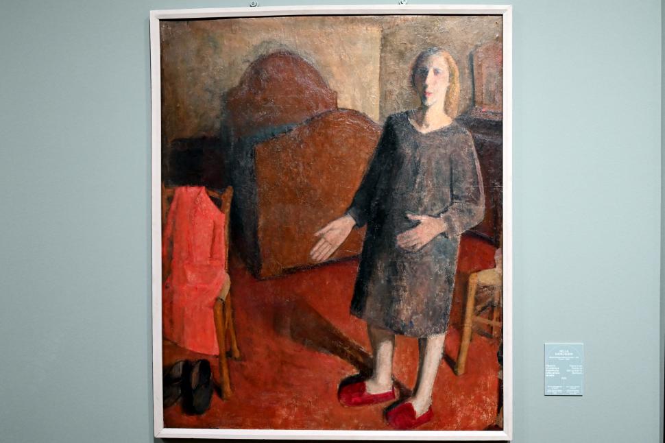 Nella Marchesini (1929), Figur in einem Interieur oder Selbstporträt im Schlafzimmer, Turin, Galleria civica d'arte moderna e contemporanea (GAM Torino), Saal 4, 1929