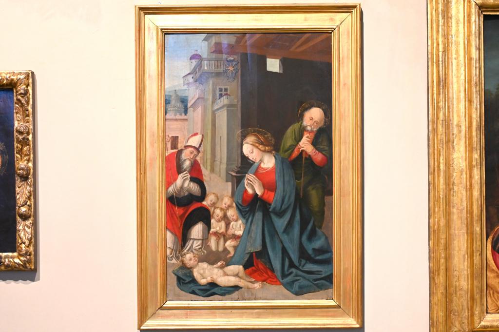 Gerolamo Giovenone (1511–1537), Anbetung des Kindes mit dem Heiligen Eusebius, Turin, Museo civico d'arte antica, Saal 3, um 1513