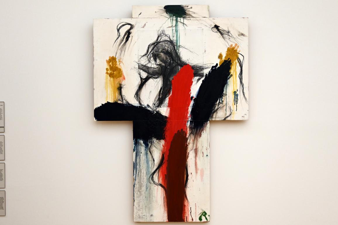 Arnulf Rainer (1956–1991), Übermaltes Kreuz mit Christuskopf, Mainz, Landesmuseum, Moderne, Saal 3, 1985–1987