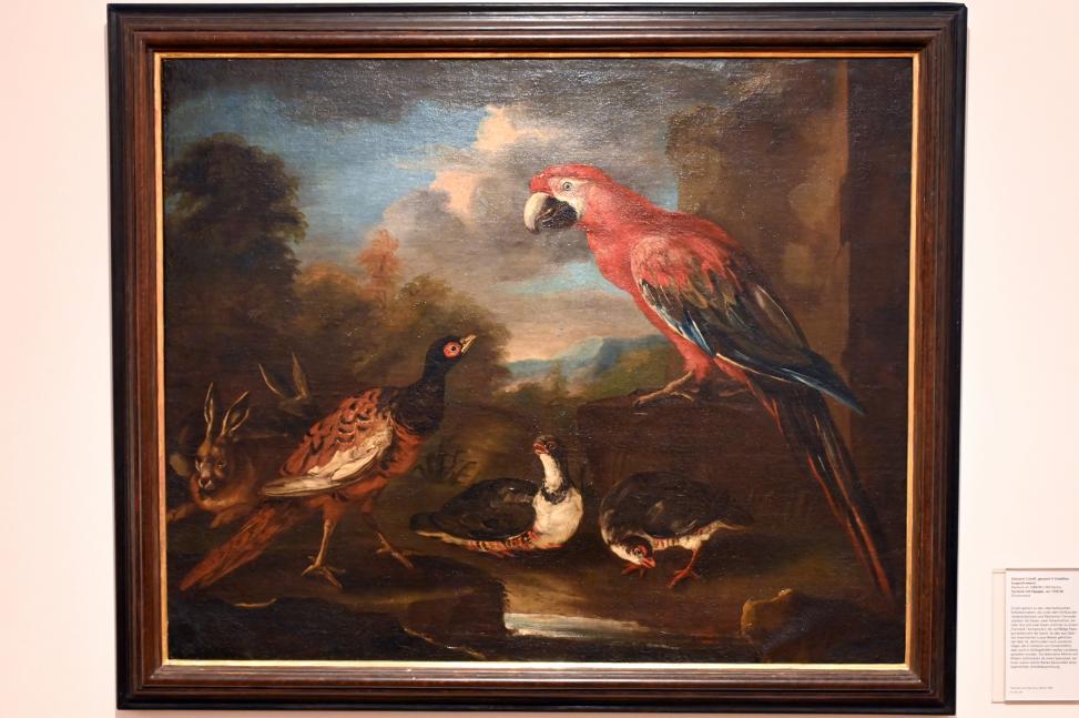 Jacob Franz Cipper (Il Todeschini) (1705–1725), Tierstück mit Papagei, Mainz, Landesmuseum, Mainzer Barock, um 1720–1730