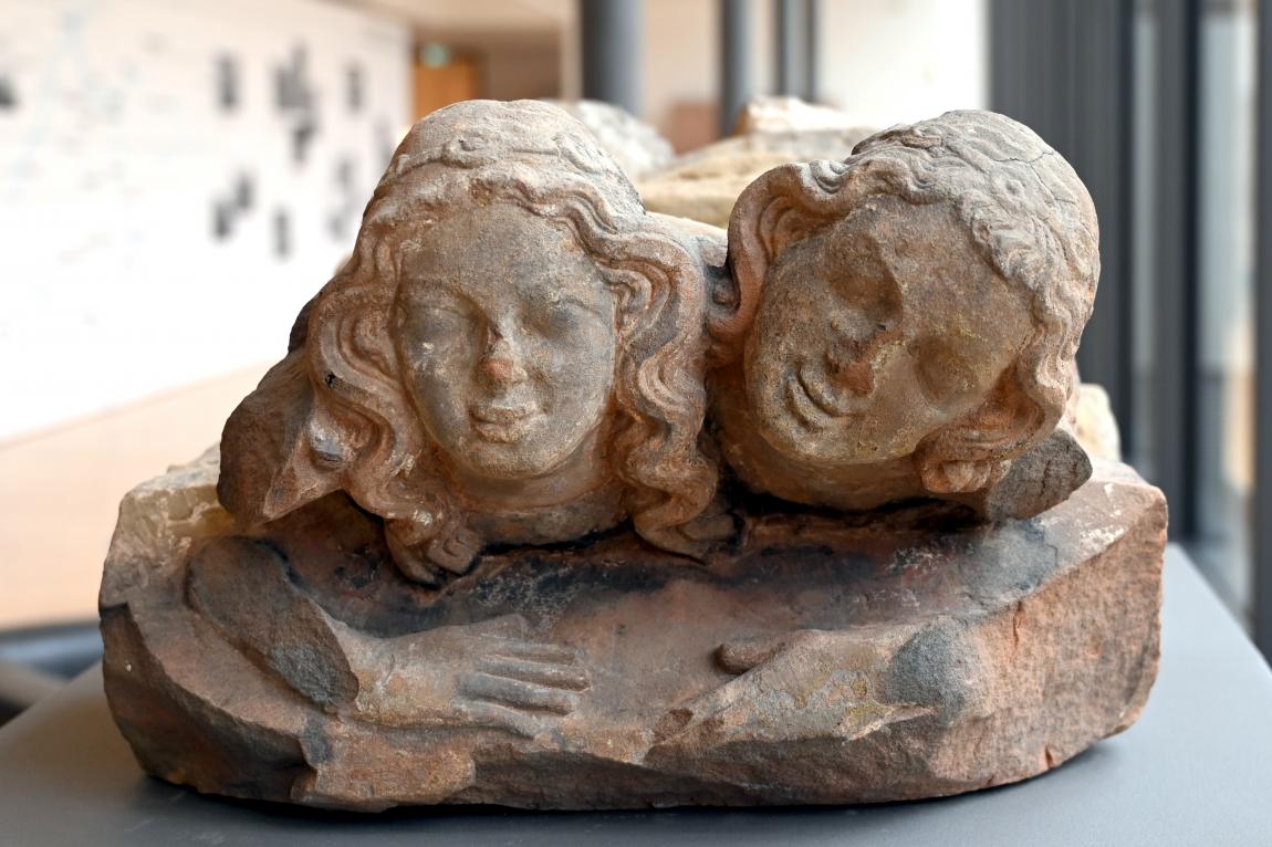 Figurenpaar (Liebespaar), Mainz, Wohnhaus Korbgasse 8, jetzt Mainz, Landesmuseum, Aus dem Stadtbild verschwunden, um 1320–1340